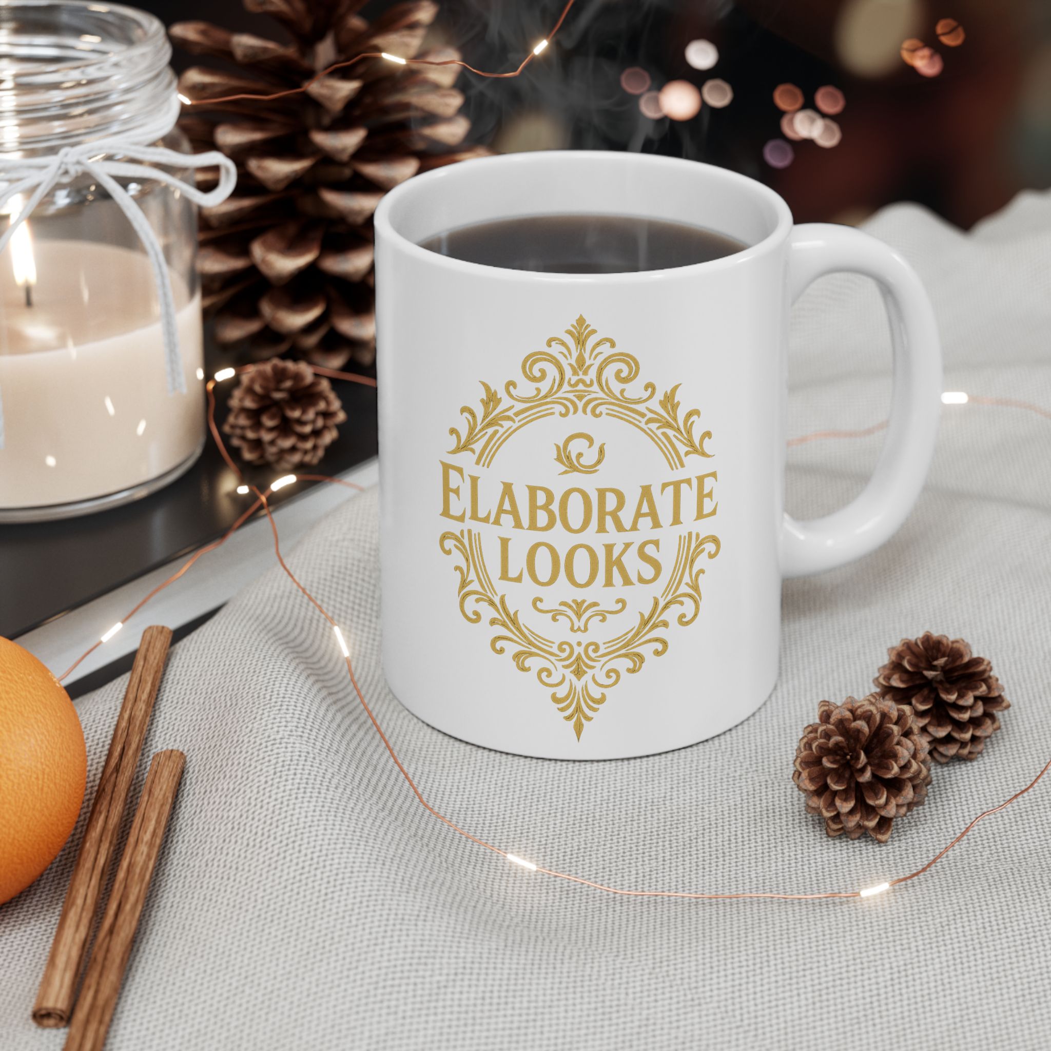 Elaborate Looks Gold Ceramic Mug — Sip In Style - Image 2